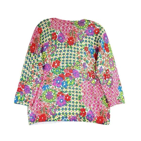 Talbots Cardigan Sweater Womens Size Large LP Pink Floral Button Up Cotton Knit - Picture 3 of 8